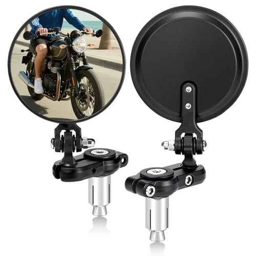 Universal Motorcycle Mirrors, 3 Inch Folding Waterproof Side Mirror, Round