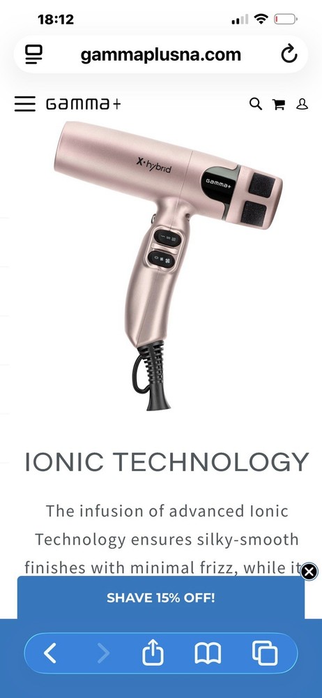Gamma+ X-hybrid Professional Hair Dryer Pink Ionic Diffuser & Attachments