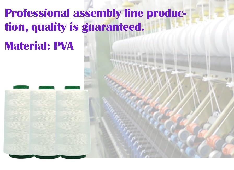 1000m Water-Soluble Thread Spool,Water Soluble Yarn Dissolves Quickly in ,White