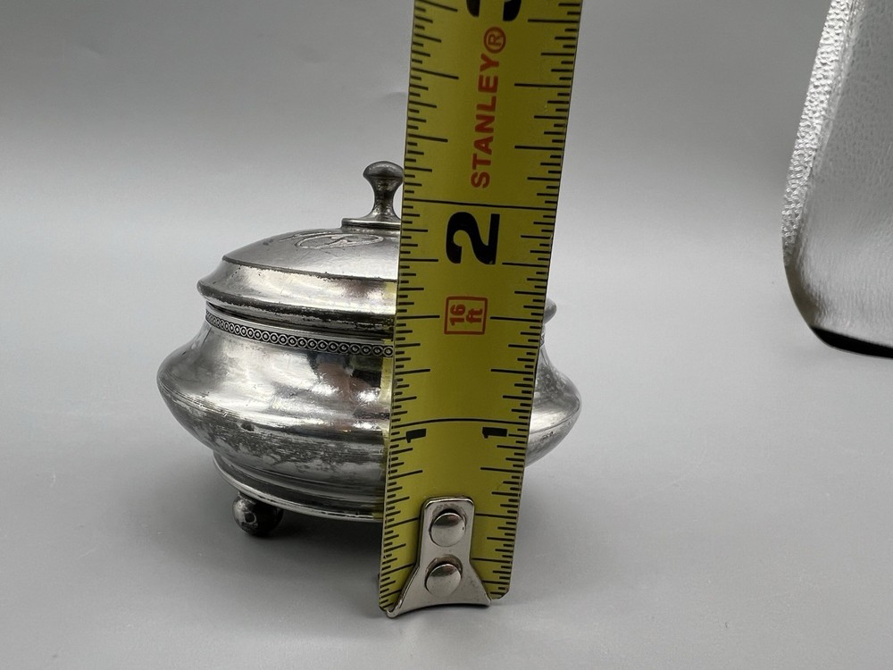 Antique Queen City Silver Plated Lidded Trinket Bowl Embossed Oh Joy Here It Is