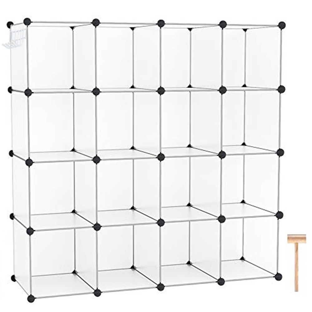 Cube Storage Organizer, 16-Cube Shelves Units, Plastic Storage Cubes, DIY Clo...