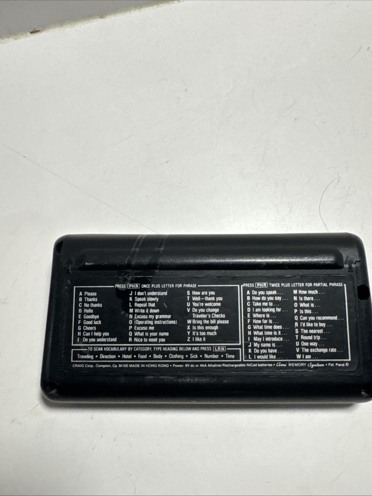 Craig M100 Translator Language Learning 1979 Tested - Powers On