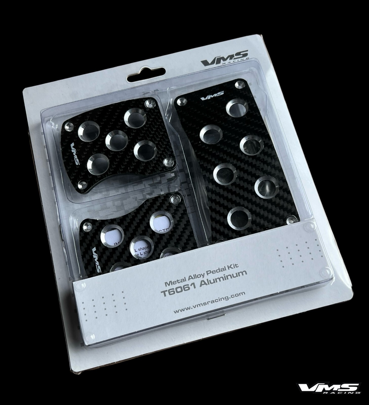 VMS RACING REAL CARBON FIBER ALUMINUM PEDAL PAD COVER KIT MANUAL TRANSMISSION MT