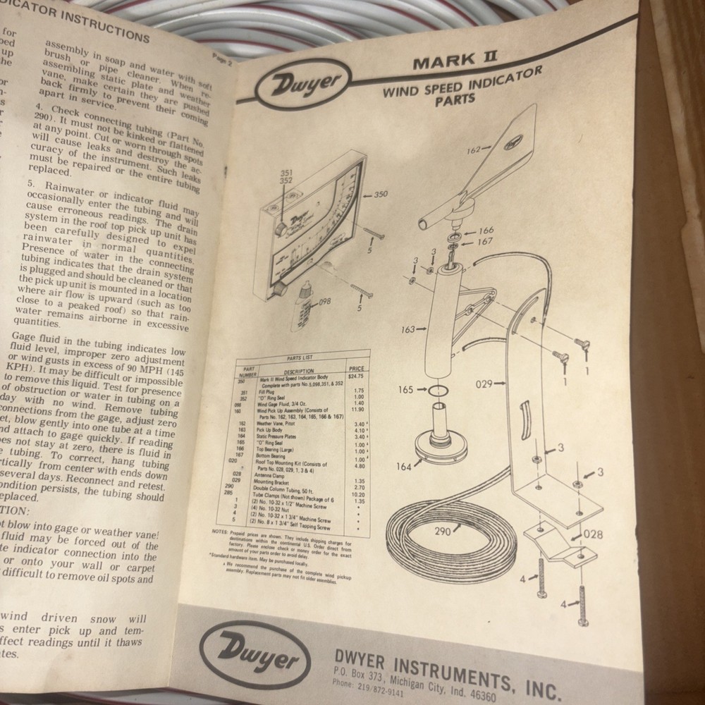 Vintage Dwyer Mark II Wind Speed Indicator New Open Box