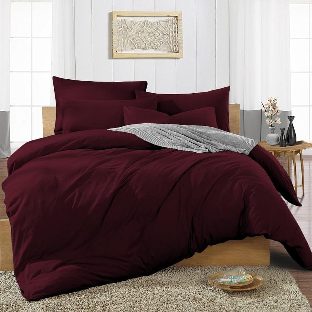 Soft Bedding 1000 - 1200 Thread Count Egyptian Cotton Wine Solid Select Item
