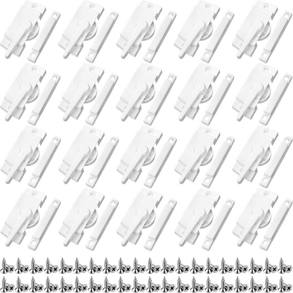 20 Pack 20 Pack Cam Action Window Sash Locks and Keeper, White Window Latch Secu