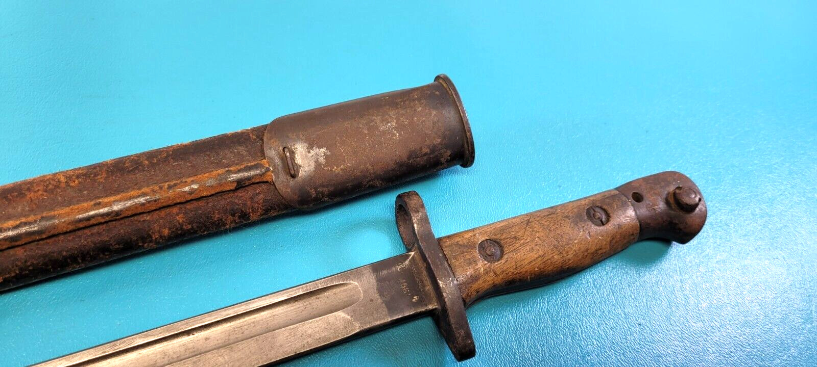 WWI English British Pattern 1907 Rifle Bayonet Sanderson + Scabbard c. 1917