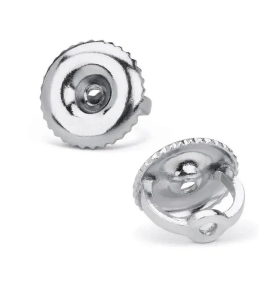 14K Solid White Gold Replacement 1-Pair Screw Back for Stud Earrings Top Quality