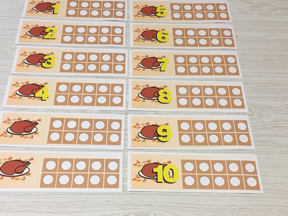 Thanksgiving -Turkey Dinner Ten-Frames - Laminated Activity Set - Teaching