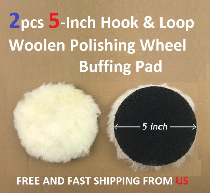 2pcs 5-Inch Hook & Loop Woolen Polishing Wheel Buffing Pad