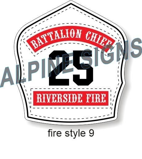 Fire Chief Engineer Helmet Shield sticker - Style 9- Custom just for You!