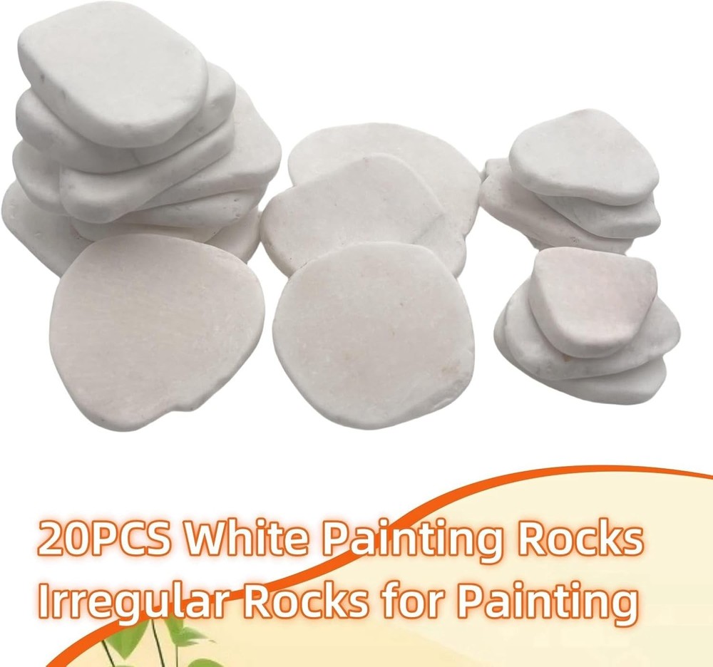 20PCS White Painting Rocks, Medium & Small Irregular Rocks for White20