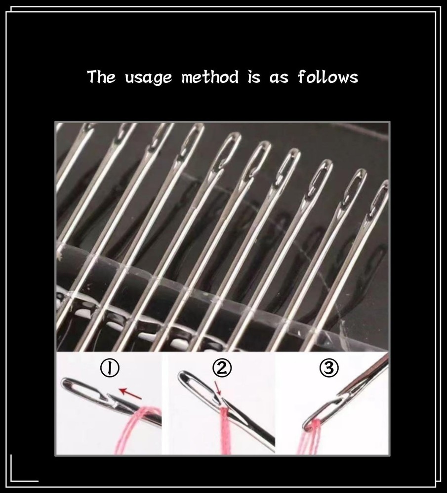 30PCS Stainless Steel Self-threading Needles Opening Sewing Darning Needles