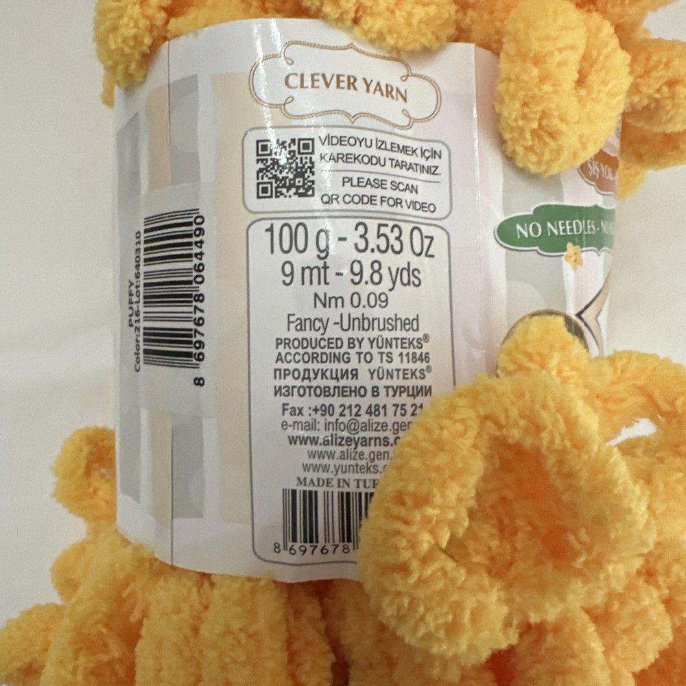 Alize Puffy loop yarn Jumbo weight Yellow