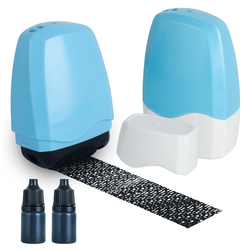 Identity Theft Protection Roller Stamp, Blue, HS-009
