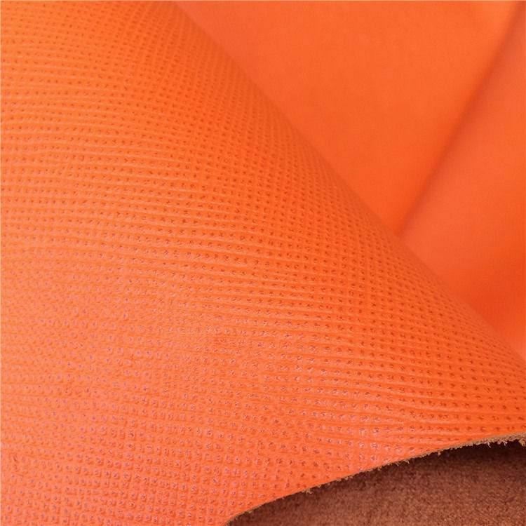 Orange taiga First layer leather material cross pattern cowhide Leathercraft DIY