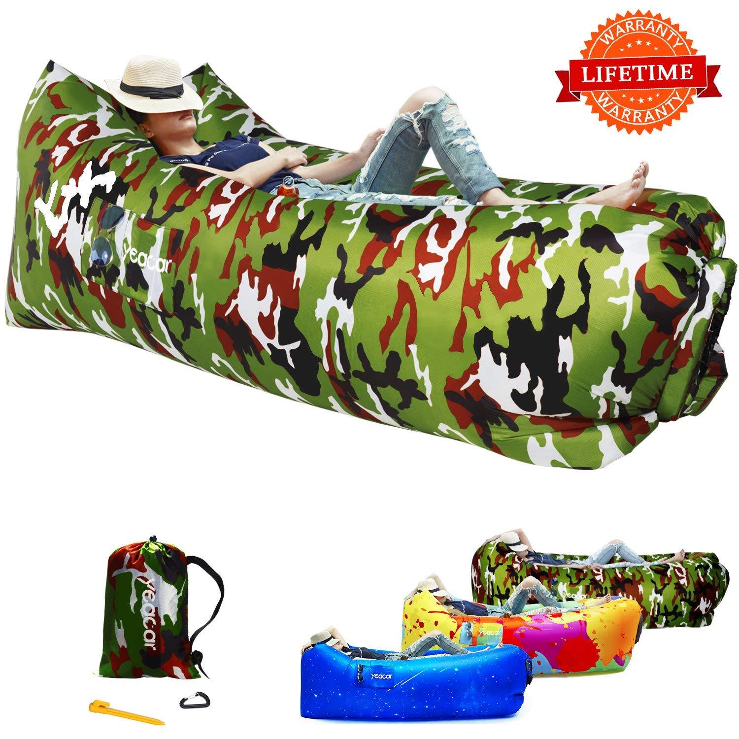 yeacar Inflatable Lounger Air Sofa Portable Waterproof Indoor or Outdoor Infl...