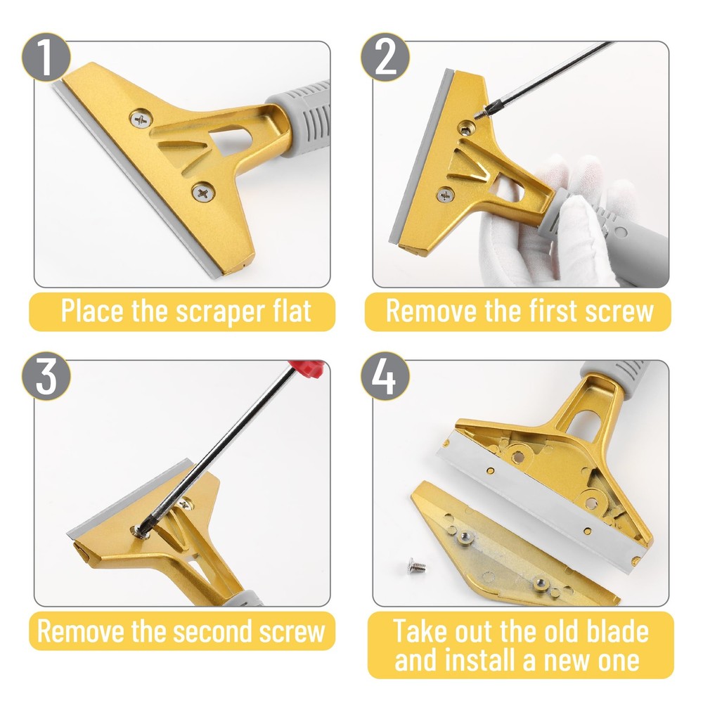 Bates- Razor Blade Scraper Set, 2 Pack, 1.5" & 4" Yellow and Gray