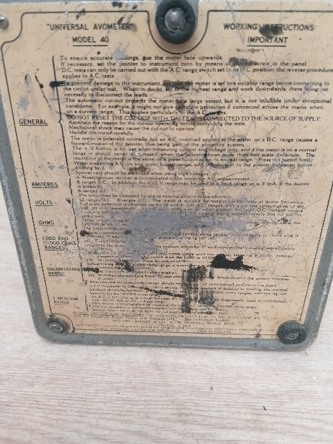 Vintage Avometer Model 40 Universal - Black - Unit Only * Untested *