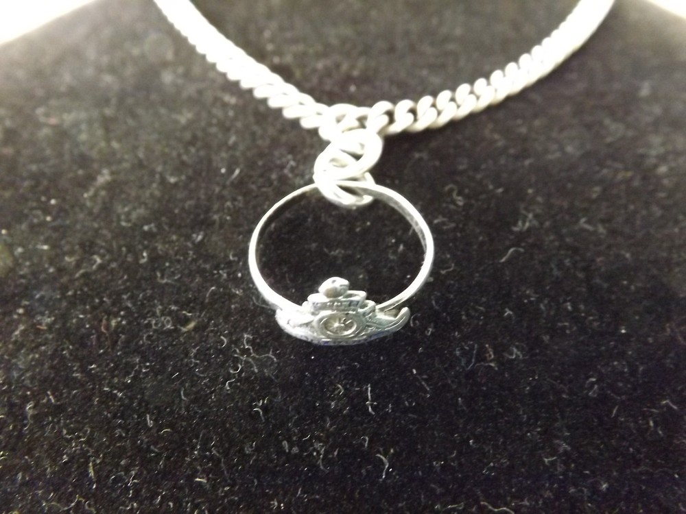 SOLID SILVER ANTIQUE ALBERT CHAIN NECKLACE 16" ROYAL ARTILLERY 925 Silver RING