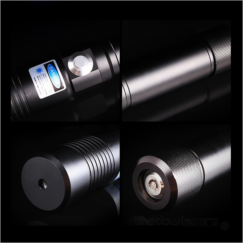 Adjustable Focus Blue Laser Pointer 450nm Flashlight Visidle Beam Light+Case US