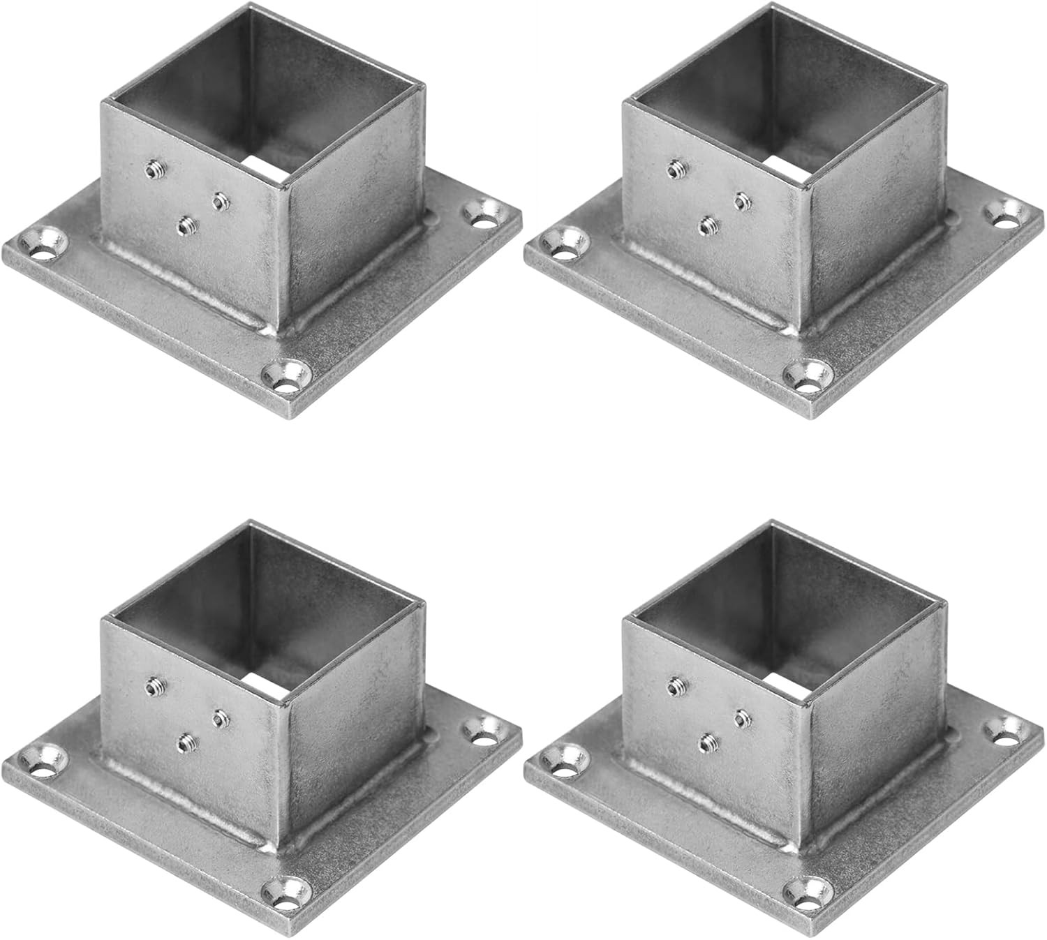 4 PCS 2" Square Post Flange Base, 304 Stainless Steel Deck Rail Mount Bracket fo