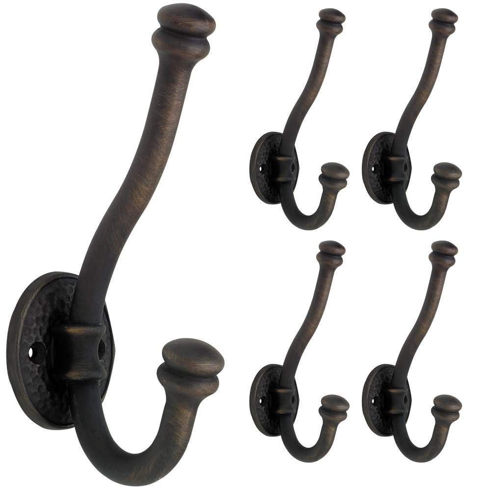 (5 Pack) Large Hammered Oil Rubbed Bronze Hooks