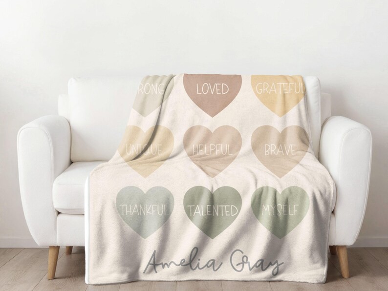 Childs Personalized Affirmation Blanket Custom Name Kids Throw