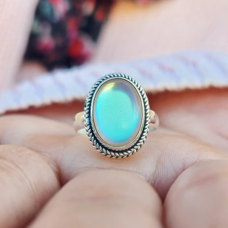 Moonstone 925 Sterling silver Band &Statement Ring Handmade Gift Ring  All Size