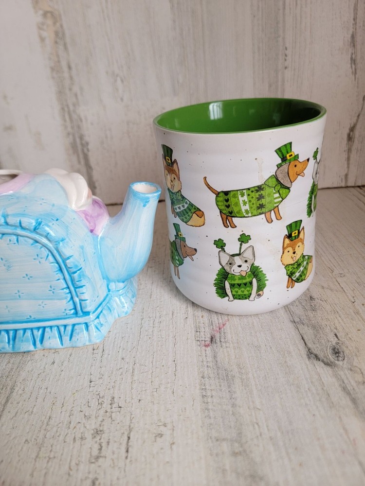 Easter teapot AS IS St Patrick's Day mug spring decor home kitchen set