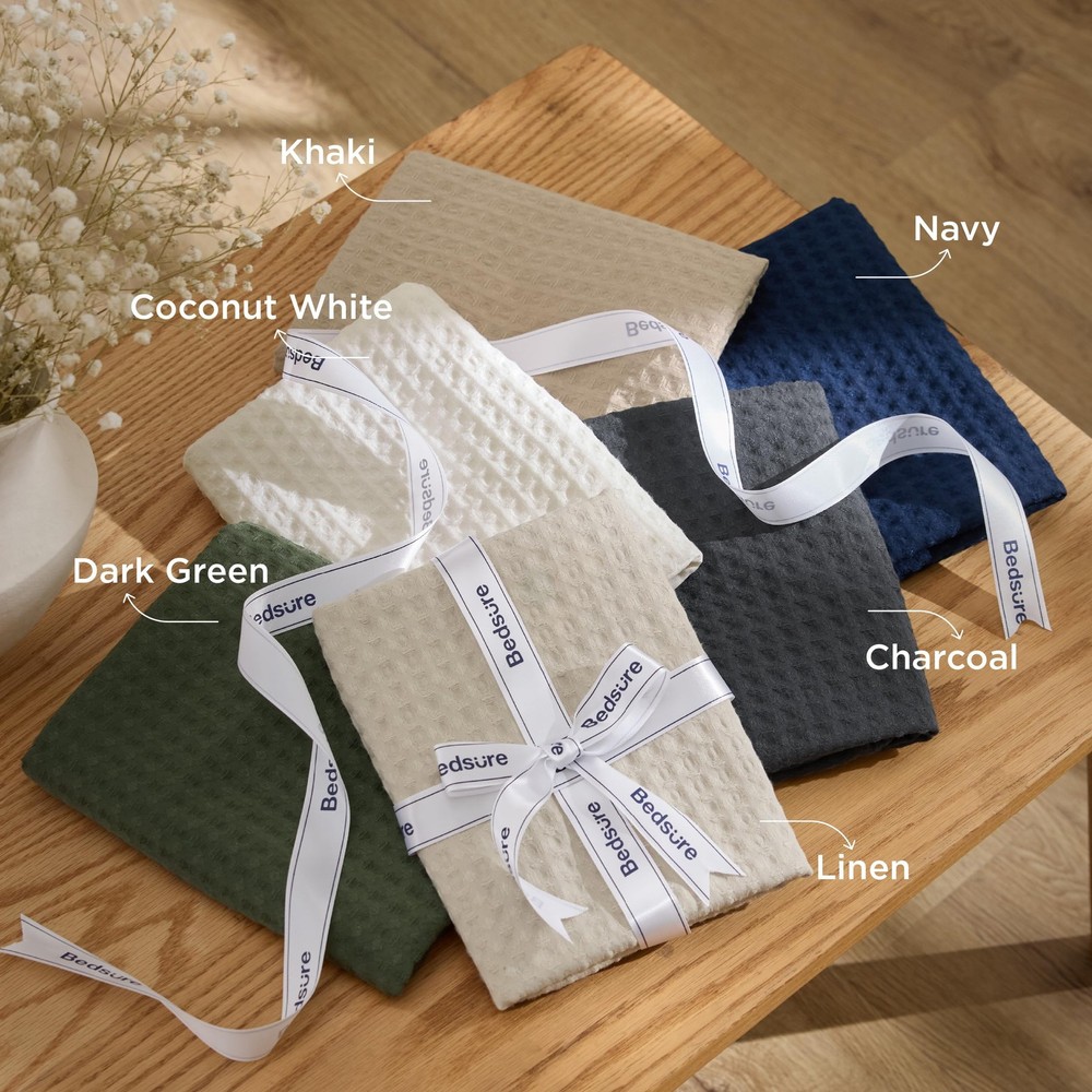 Bedsure Waffle Comforter Set King, Soft and 01 - Coconut White