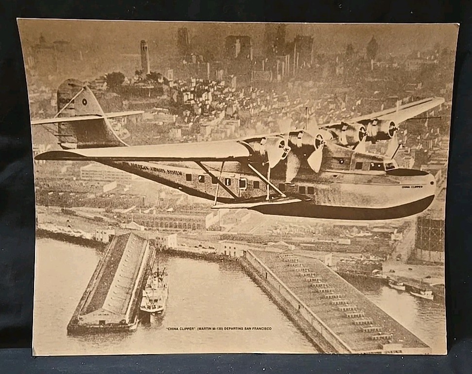 CHINA CLIPPER MARTIN M-130 DEPARTING SAN FRANCISCO VINTAGE PRINT 11 x 14"
