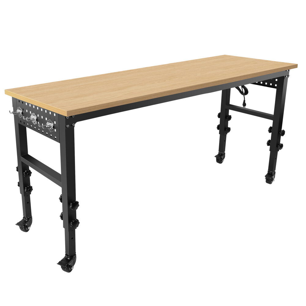 Rolling Heavy-Duty Adjustable Workbench w/4 Universal Wheels&4 Rubber Feet