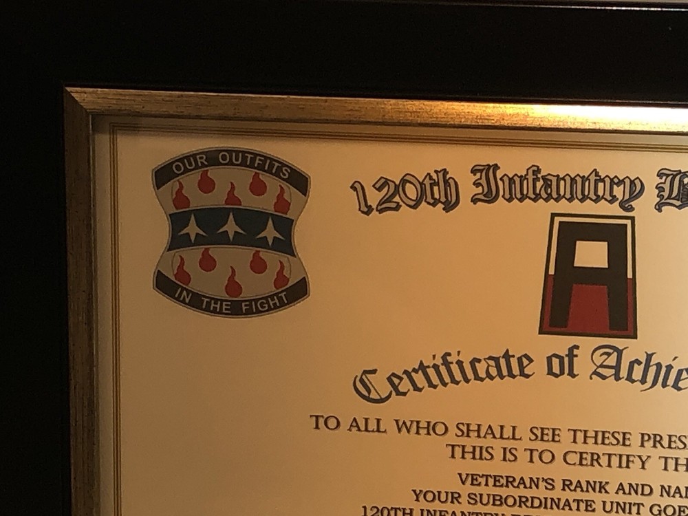 120TH INFANTRY BRIGADE - COA / (COMMEMORATIVE CERTIFICATE)