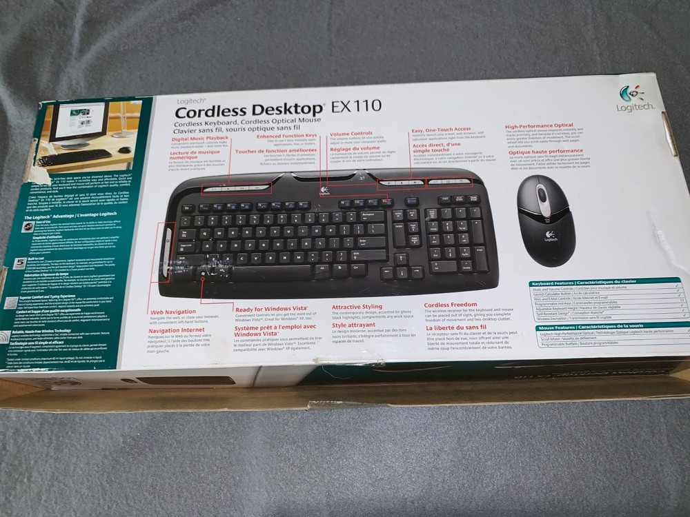 Logitech EX 110 Black Cordless Cordless Desktop Keyboard & Mouse Kit