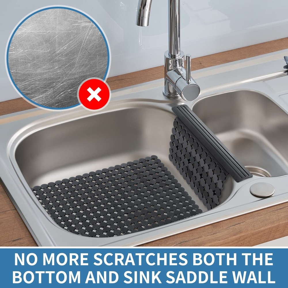 Plastic Sink Saddle Kitchen Sink Divider Mat Protector for Glassware Dishes