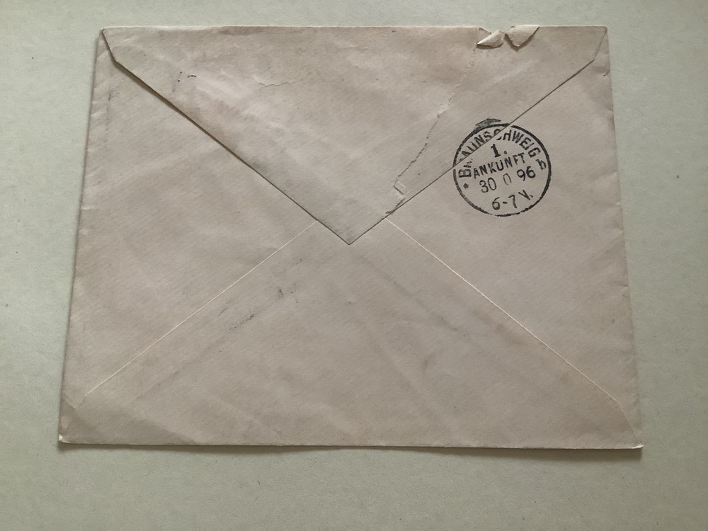 Germany Leipzig 1896 to Braunschweig registered postal cover Ref A675