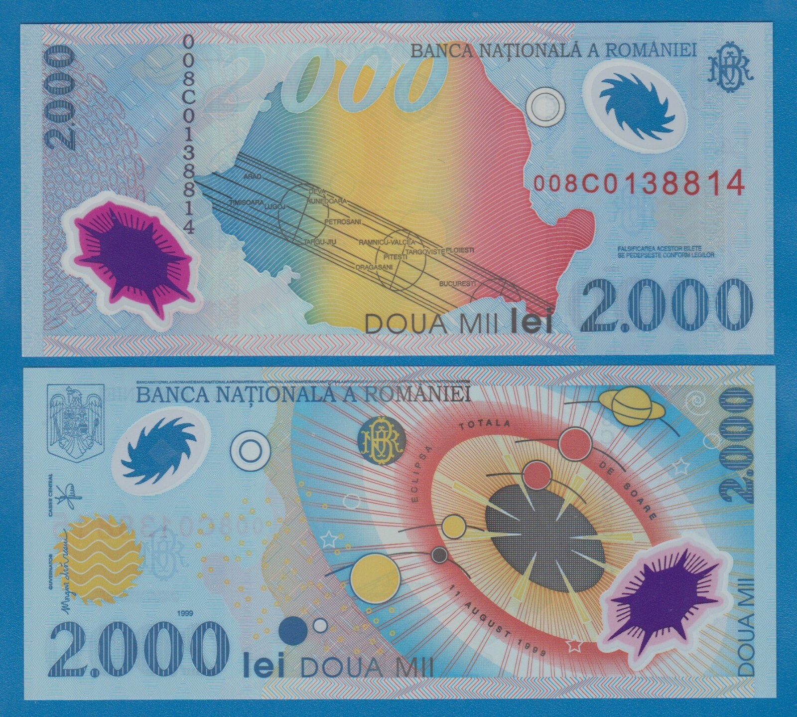Romania 2000 Lei P 111 1999 UNC  Polymer note
