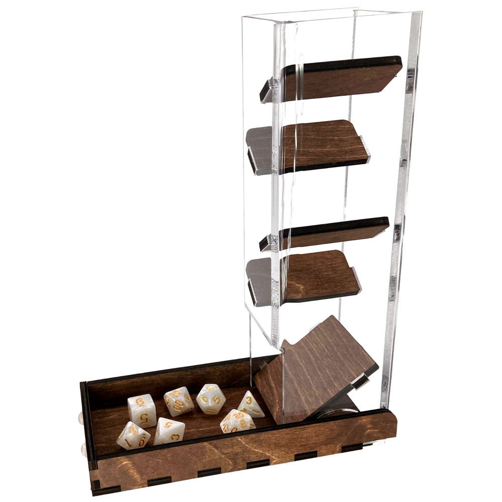 C4Labs 10" Tall Clear Dice Tower & Basic Tray - Walnut