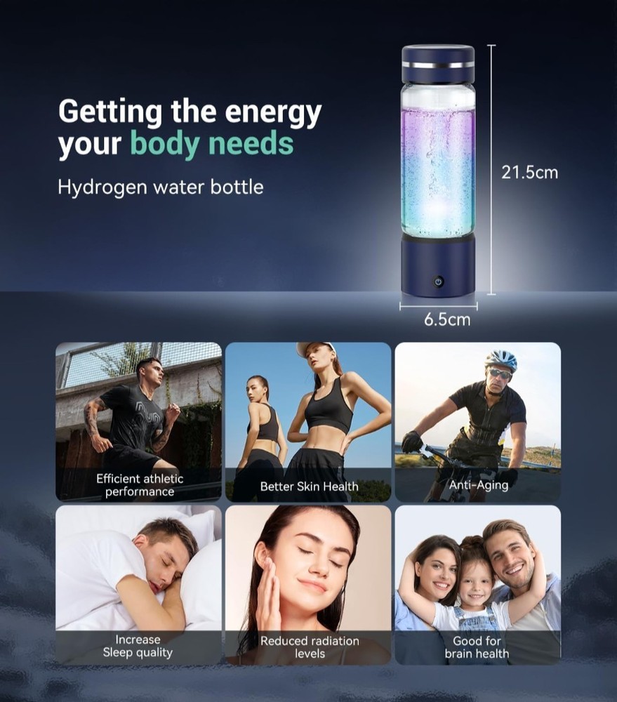 Hydrogen Water Bottle & Double Hydrogen Content, 24-Hour Hydrogen Lock,...