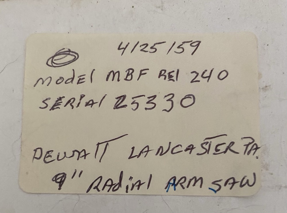 Dewalt 9” Radial Arm Saw