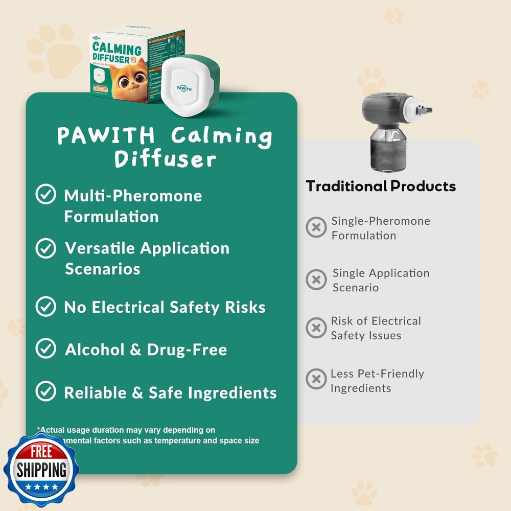 Pawith Cat Calming Diffuser for Travel – Pheromone Diffuser for Cats and Kitt