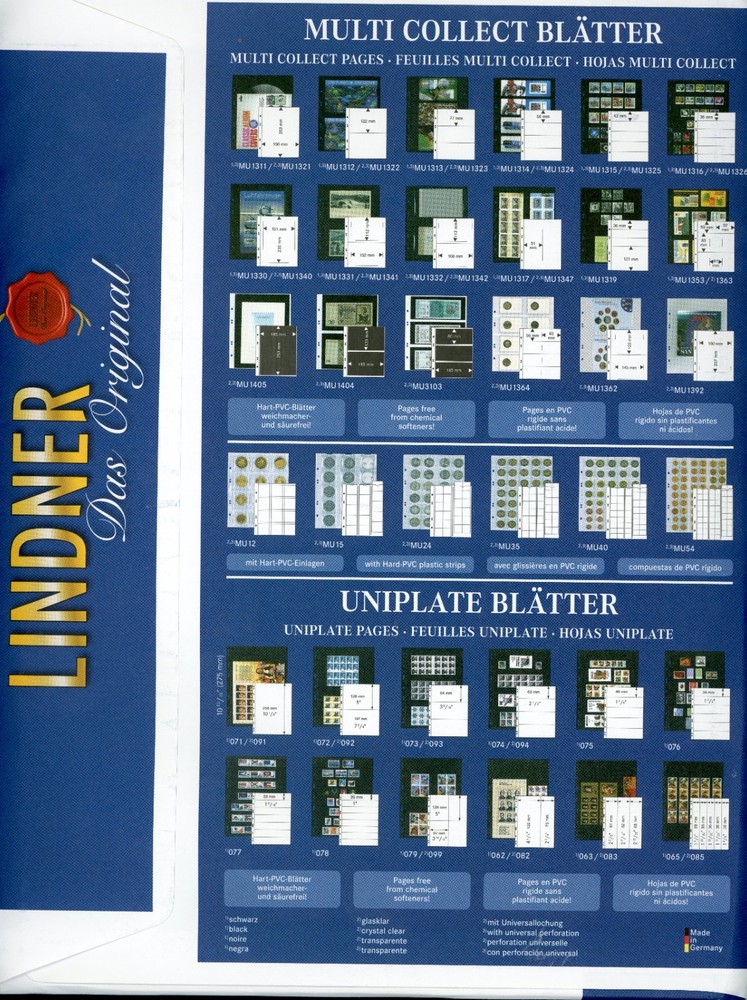 LINDNER UNIPLATE SYSTEM PAGES 071 BLACK 1 ROWS SEALED PACK OF 5 PAGES