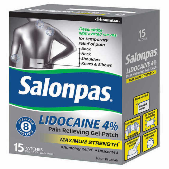 SALONPAS 4% PAIN RELIEVING GEL-PATCH, 15 GEL PATCHES