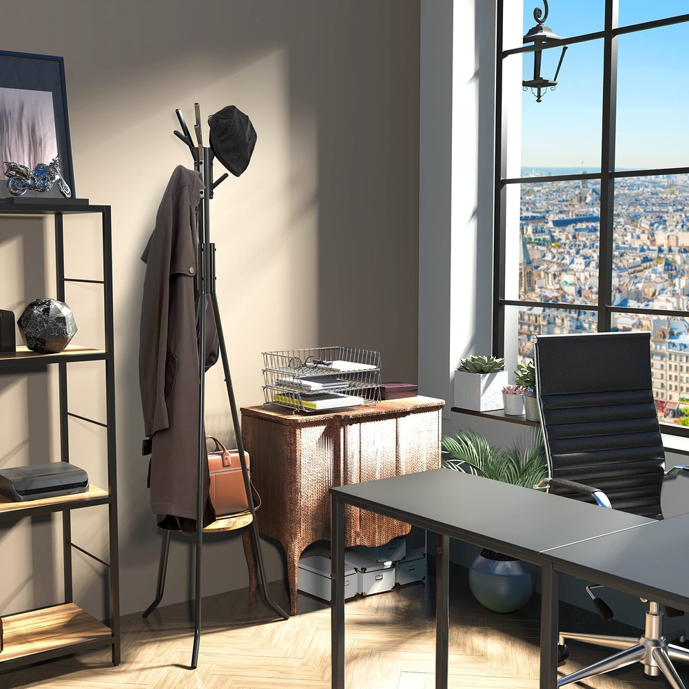Re Freestanding Coat Rack With Shelf Black