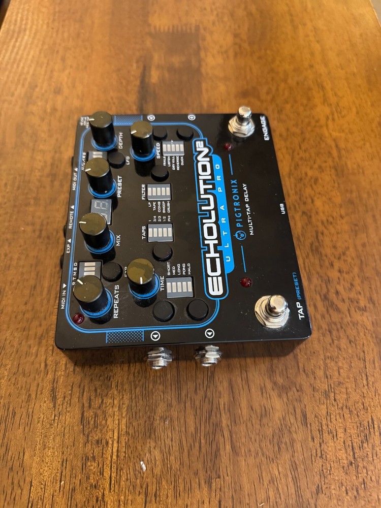 Pigtronix Echolution2 Ultra Pro Multi-Tap Delay Guitar Effect Pedal & Remote