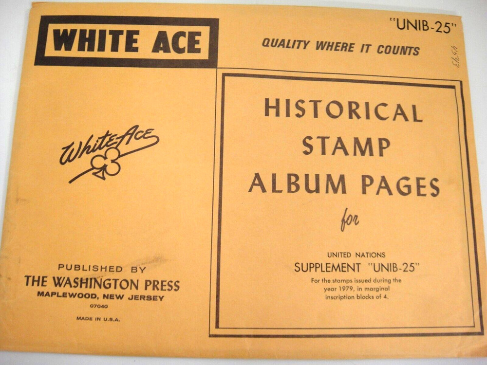 White Ace 1979 United Nations Inscription Blocks of 4 Supplement UNIB-25 NOS