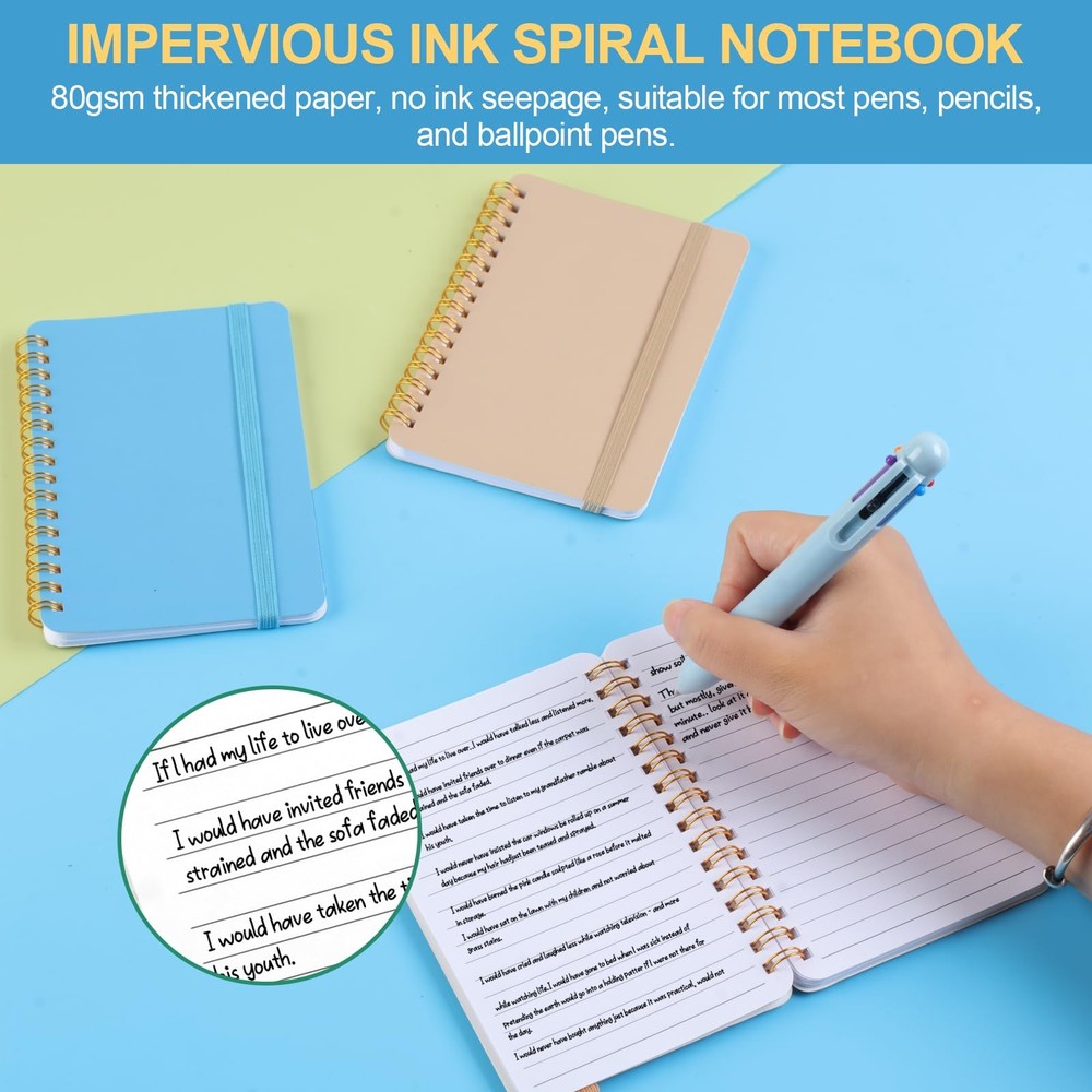 Azureal 6 PCS Small Spiral Notebook 4x6, Notebooks for Note Multicolor
