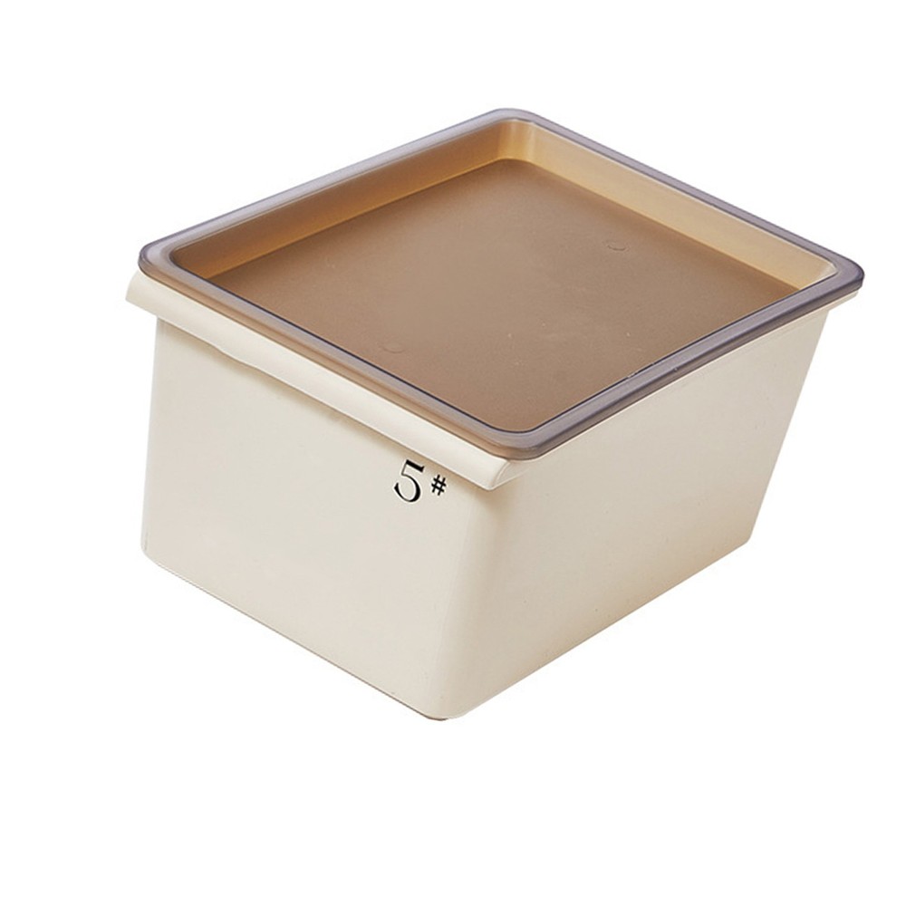 Storage Bin Grooved Bottom Cream Style Storage Basket Stackable Plastic Ample