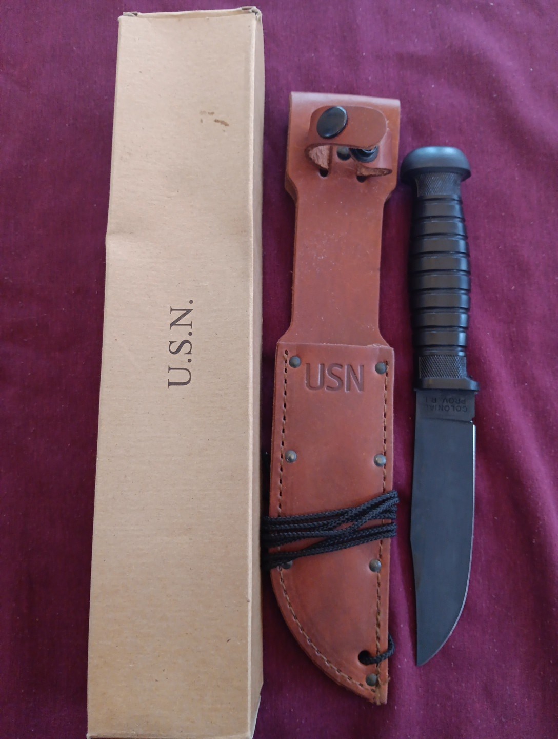 WWII US Navy USN Mark 1 Fighting Knife Colonial W/Scabbard Providence, RI Remake